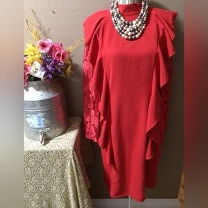 NEWT WILD MEADOW FIRE RED DRESS